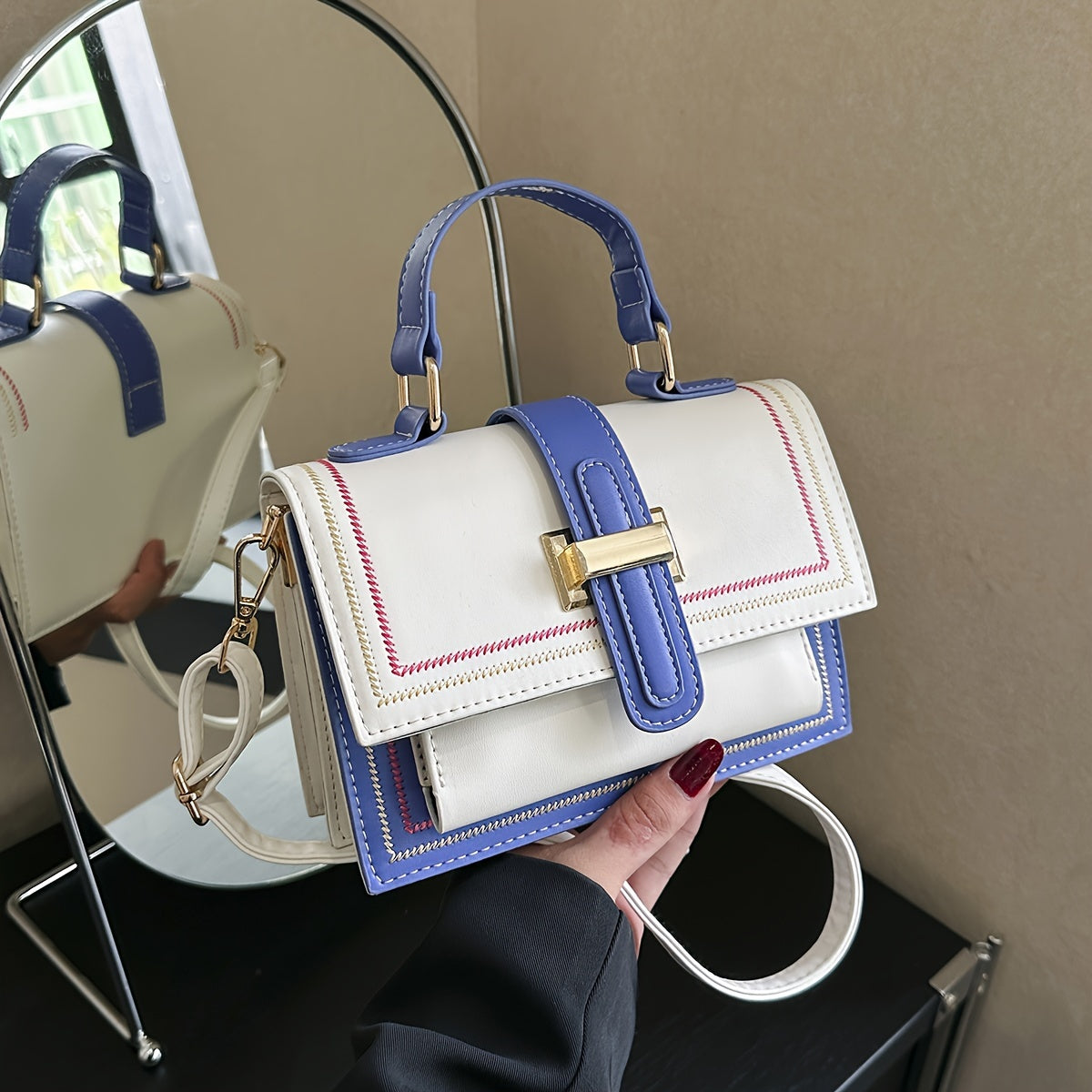 Trendy Color Blocking Crossbody Bag - Multi-Layer Flap Handbag for Daily Use